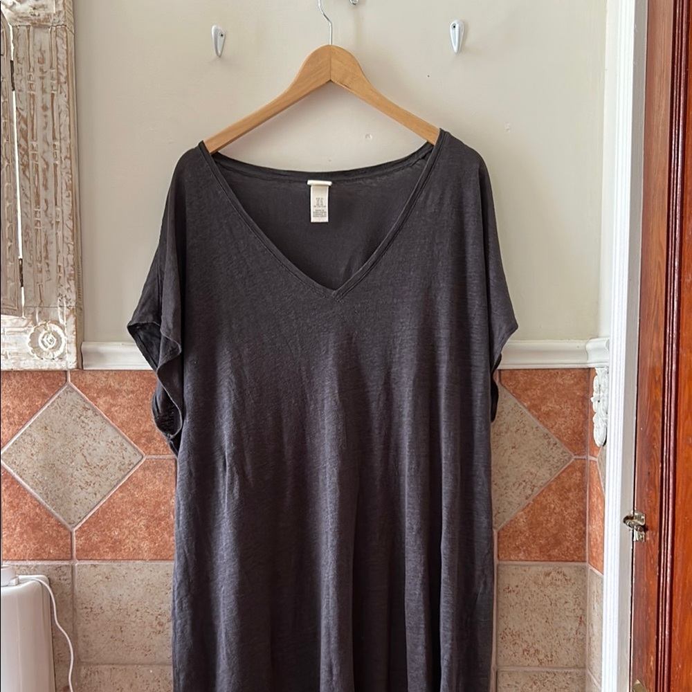 Linen tunic sheer dress beach cover up